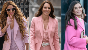 mujeres vestidas de rosa
